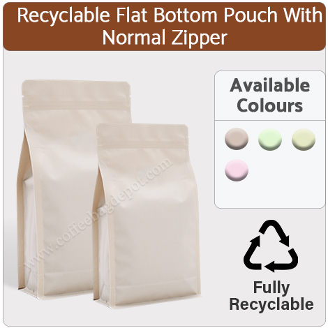 Recyclable Flat Bottom Pouch With Normal Zipper