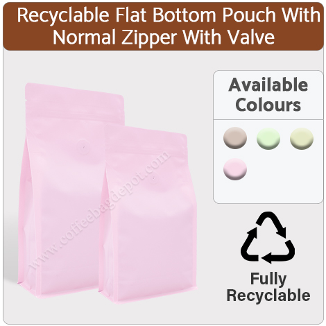 Recyclable Flat Bottom Pouch With Normal Zipper And Valve