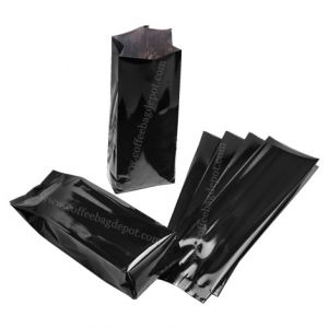 Shiny Black Side Gusset Bags No Zipper