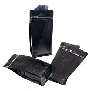 Matt Black Flat Bottom Pouches Tear Off Zipper